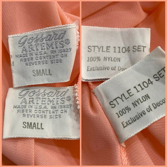 Vintage 60s Gossard Artemis Peach Chiffon Nightgown & Robe Peignoir Set Size S - Picture 14 of 16